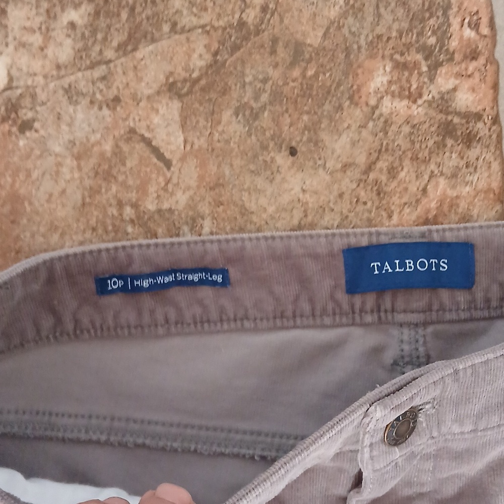 Talbots High Waist Rise Straight Leg Light Gray Corduroy Pants Size 10p - Picture 3 of 5